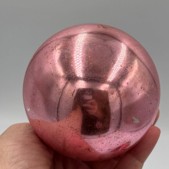 2 VINTAGE  SHINY BRITE MADE USA GLASS Christmas Ornaments Red and Pink 3" - Picture 7 of 14